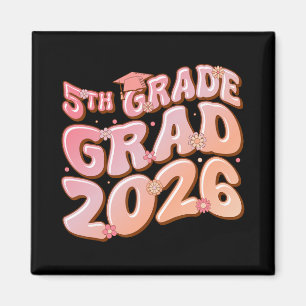 5th Grade Grad Cl 2026 Graduation Groovy Pink Magnet