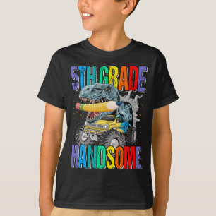 5th Grade Grade Handsome Monster Truck Dinosaur T-Shirt