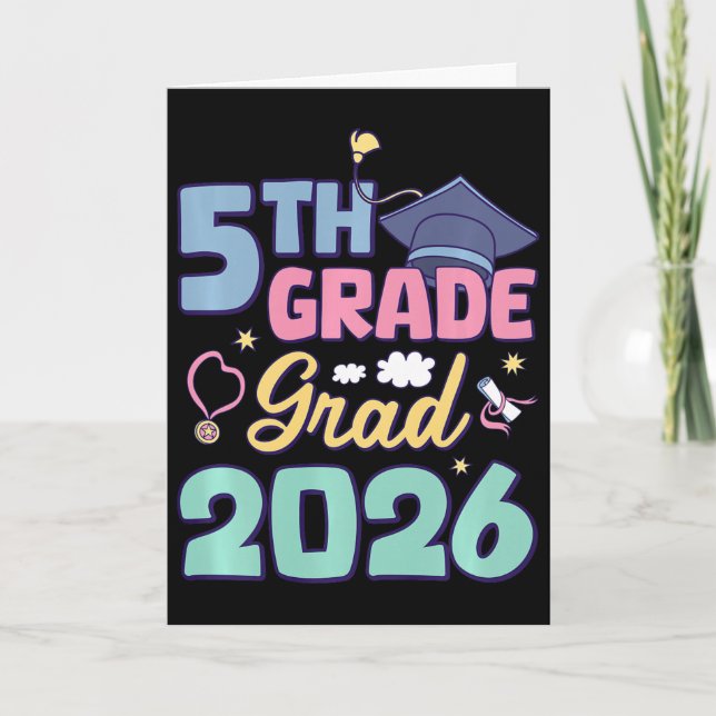 5th Grade Graduation 2026 Proud Grad Elementary Sc Card (Front)