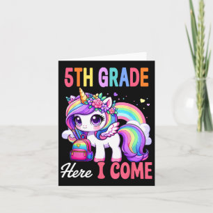 5th Grade Here I Come Unicorn Girls Back To School Card