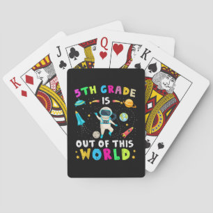 5th Grade Is Out Of This World Back to School Kids Playing Cards