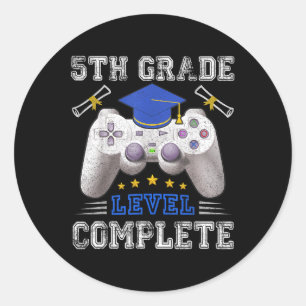 5th Grade Level Complete Gamer Cl Of 2025 Graduati Classic Round Sticker
