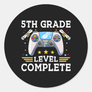 5th Grade Level Complete Gamer Kids Cl Of 2025 Boy Classic Round Sticker
