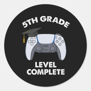 5th Grade Level Complete Graduation Gamer Boys Sch Classic Round Sticker