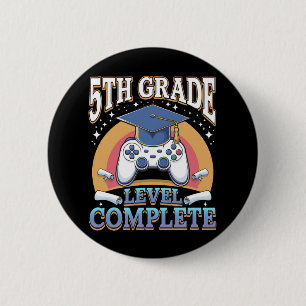 5th Grade Level Complete Graduation Gaming Gamer 6 Cm Round Badge
