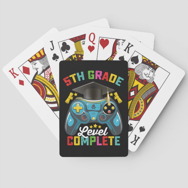 5th Grade Level Complete Graduation Gaming Gamer Playing Cards (Back)