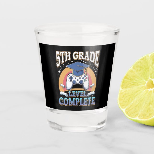 5th Grade Level Complete Graduation Gaming Gamer Shot Glass (Front)