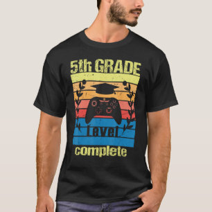 5th Grade level complete Retro Graduation Video Ga T-Shirt