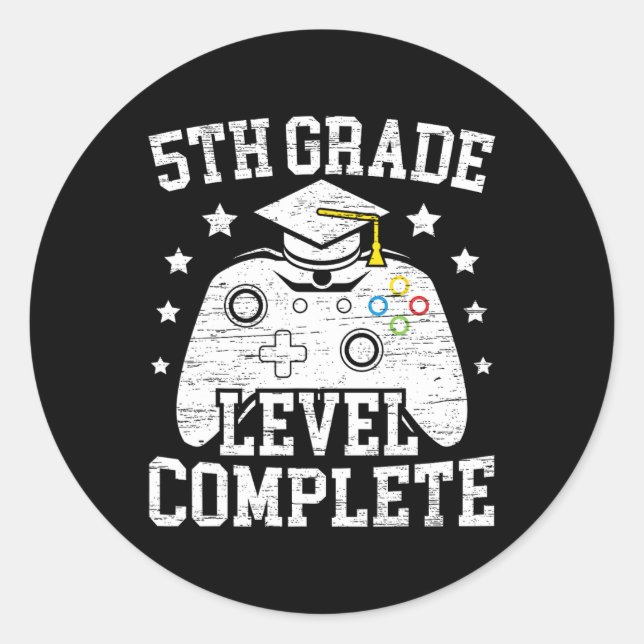 5th Grade Level Complete Student Graduation Video  Classic Round Sticker (Front)