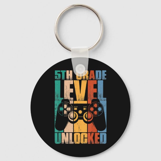 5th Grade Level Unlocked Back To School Game Contr Key Ring (Front)