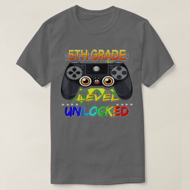 5th Grade Level Unlocked  First Day Of School Boys T-Shirt (Design Front)