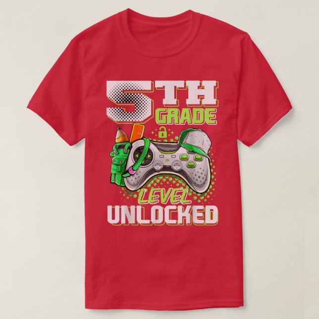 5th Grade Level Unlocked Funny Back To School Vide T-Shirt (Design Front)