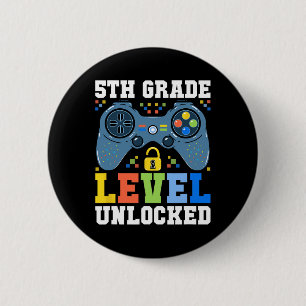 5th Grade Level Unlocked Gamer First Day Of School 6 Cm Round Badge