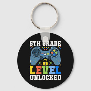 5th Grade Level Unlocked Gamer First Day Of School Key Ring