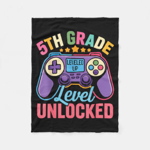 5th grade level unlocked shirt – gamer back to fleece blanket