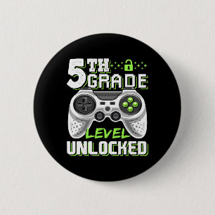 5th Grade Level Unlocked Video Game Back To School 6 Cm Round Badge