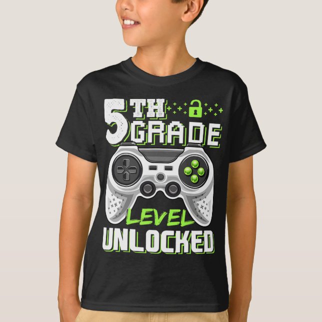 5th Grade Level Unlocked Video Game Back To School T-Shirt (Front)