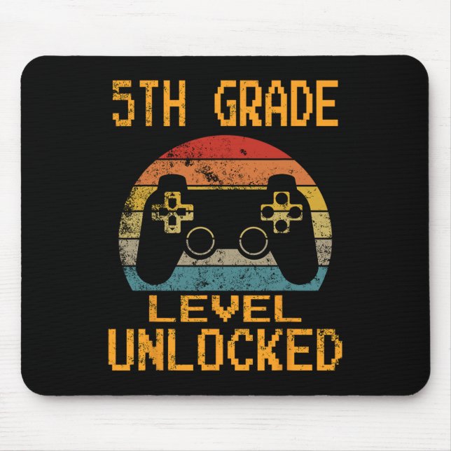 5th Grade Level Unlocked Video Gamer Back To Schoo Mouse Pad (Front)
