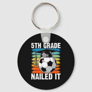 5th grade nailed soccer ball graduation cap retro key ring