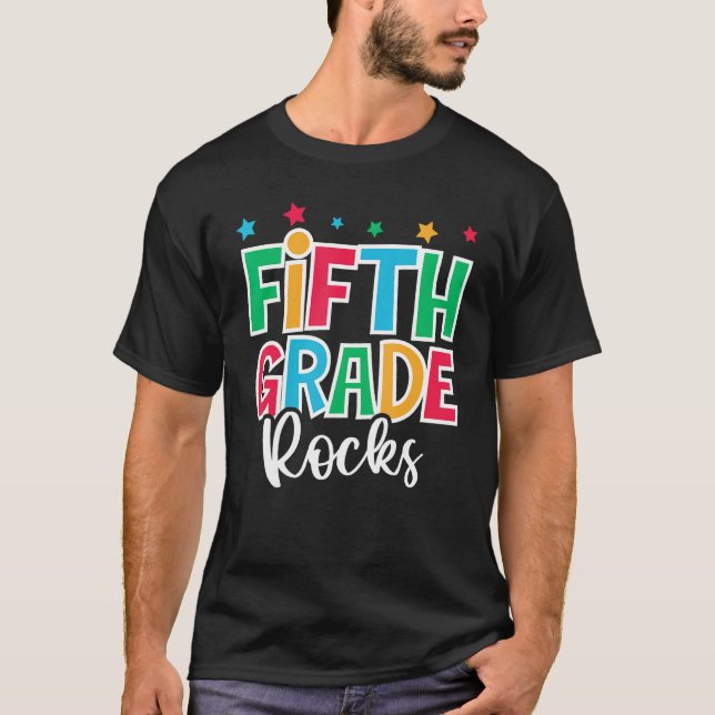 5th Grade Rocks First Day of School Welcome Back t T-Shirt (Front)