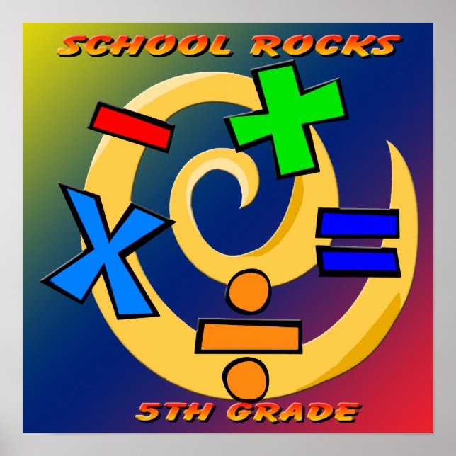 5th Grade Rocks - Math Symbols  Poster (Front)