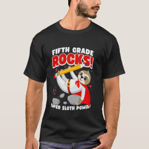 5th Grade Rocks Superhero Sloth Back to School Kid T-Shirt