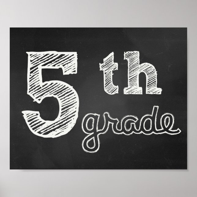 5th Grade Sign - Chalkboard (Front)