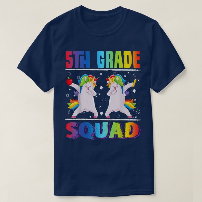 5th Grade Squad Dabbing Unicorn Back to School Bac T-Shirt (Design Front)