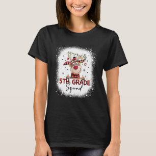 5th Grade Squad Plaid Reindeer Santa Hat Teacher C T-Shirt
