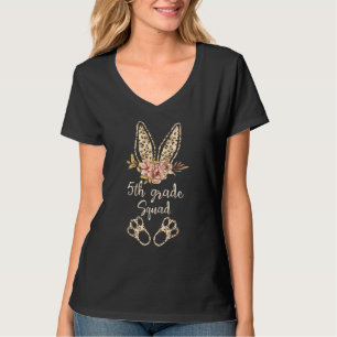 5th Grade Squad Teacher Easter Bunny Leopard Print T-Shirt
