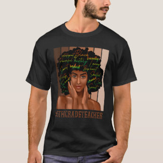 5th Grade Teacher Afro African American Women Blac T-Shirt