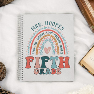 5th Grade Teacher Personalised Gift Rainbow Spiral Notebook