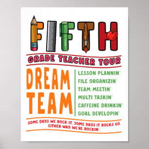 5th Grade Teacher Tour Back To School Fifth Crew T Poster
