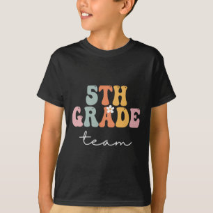 5th Grade Team Retro Groovy Women Happy First Day  T-Shirt