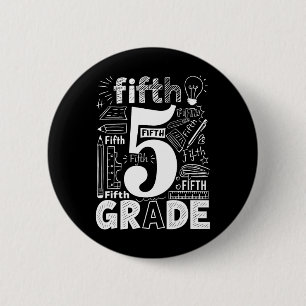 5th Grade Typography Team Fifth Grade Teacher Back 6 Cm Round Badge
