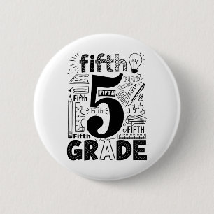 5th Grade Typography Team Fifth Grade Teacher Back 6 Cm Round Badge