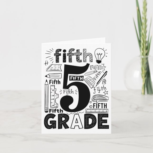 5th Grade Typography Team Fifth Grade Teacher Back Card (Front)