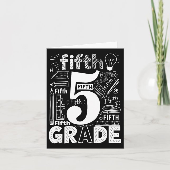 5th Grade Typography Team Fifth Grade Teacher Back Card (Front)