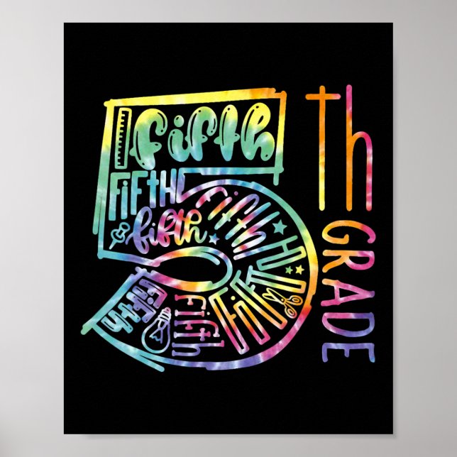 5th Grade Typography Team Fifth Grade Teacher Back Poster (Front)