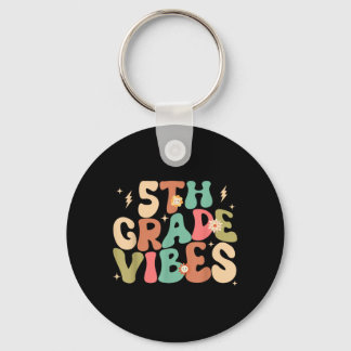 5th Grade Vibes Groovy Back To School Key Ring