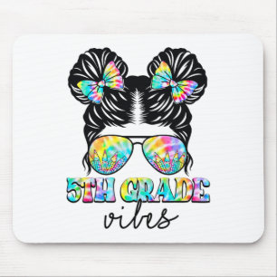 5th Grade Vibes Messy Hair Bun Girl Ck To School F Mouse Pad