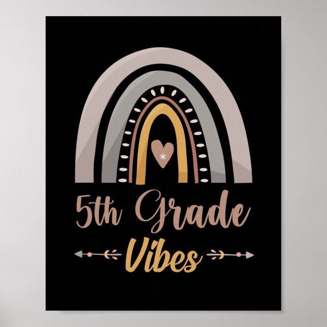 5th Grade Vibes Rainbow Fifth Grade Back to School Poster (Front)