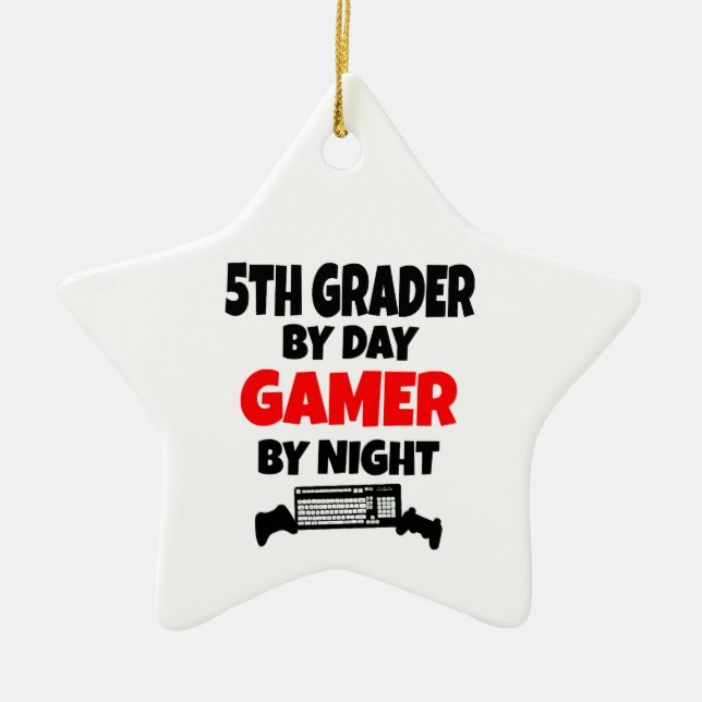 5th Grader Gamer Ceramic Tree Decoration (Front)