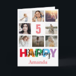 5th Happy Birthday Photo Collage Modern Pink Card<br><div class="desc">5th Happy Birthday Photo Collage Modern Pink Card with personalised name. For further customisation,  please click the "Customise it" button and use our design tool to modify this template.</div>