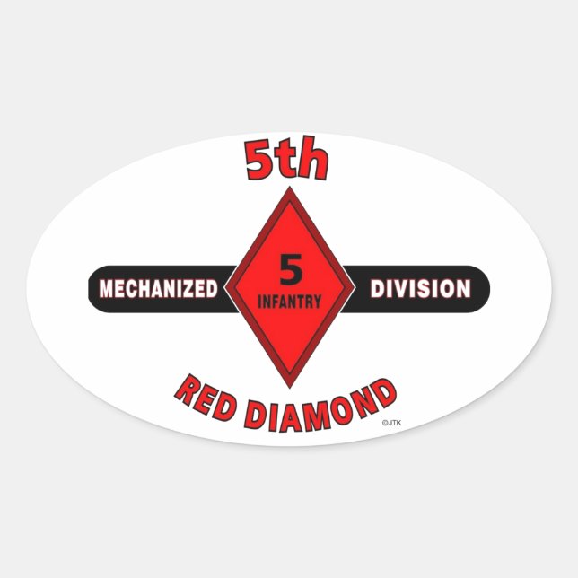 5TH INFANTRY DIVISION (MECHANIZED)"RED DIAMOND" OVAL STICKER (Front)