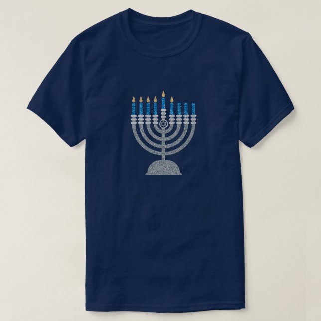 5th Night of Hanukkah Glitter T-Shirt (Design Front)