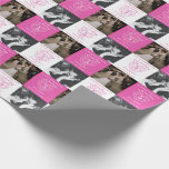5th pink tourmaline Wedding Anniversary 2 photos Wrapping Paper<br><div class="desc">Pink tourmaline wedding celebrating 5 years of love anniversary add your own two photo wrapping gift paper. Celebrating 5 years of love, a simple heart stone effect line art graphic colour personalised wrap. Customise with your own choice of names or relations, to photos of the happy couple now and then...</div>