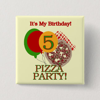 5th Pizza Party Birthday Tshirts and Gifts 15 Cm Square Badge