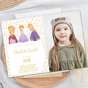 5th Princess Birthday Invitations with photo