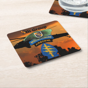 5th Special Forces Group SFG SF Veterans LRRP Square Paper Coaster